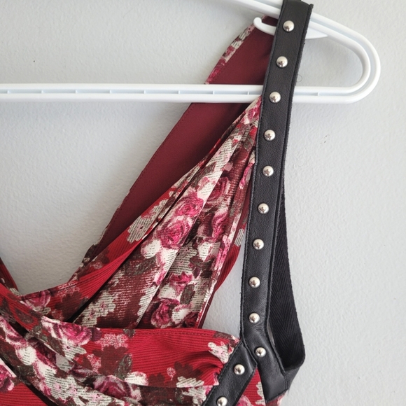 The Kooples Studded Leather Harness Floral Dress - Picture 5 of 12